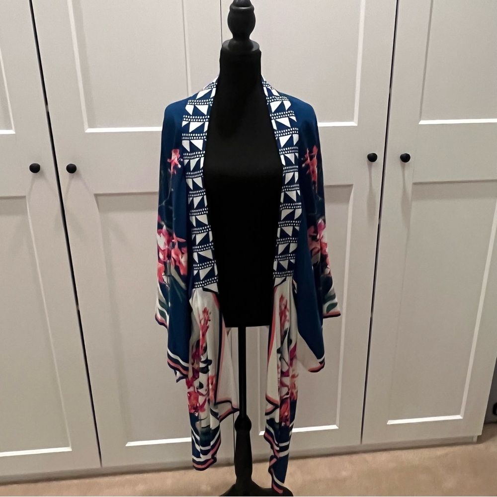 Flying Tomato Multi-Color Kimono/Beach Cover Up Floral Vacation Casual Rayon